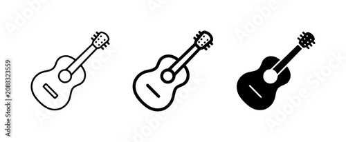 Foto Acoustic Guitar Icons, Music Instrument Symbols, Vector Graphics