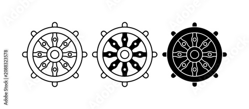 Canvastavla Dharma Wheel Icons, Buddhist Symbol Vector Art, Spiritual Iconography