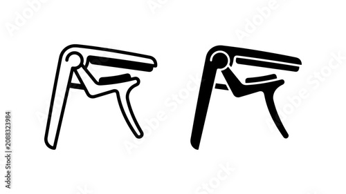 Fotografie Guitar Capo Icons, Music Accessory Vector Graphics, Black and White