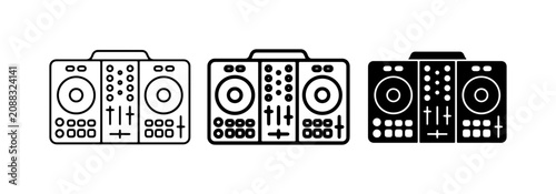 Foto DJ Turntable Set, Music Mixer Console, Audio Equipment Icons