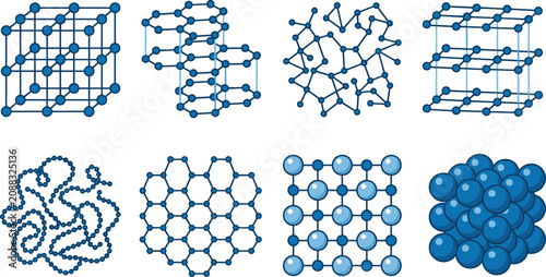 Foto Collection of Atomic and Molecular Structure Illustrations Featuring Crystalline