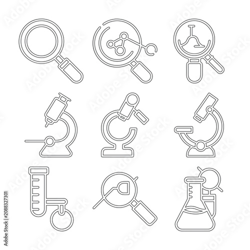 Scientific Laboratory Research Equipment Collection Icons