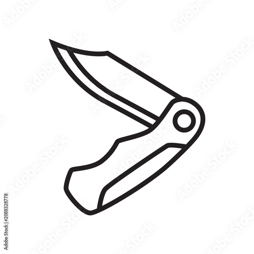 Foto Folding pocket knife survival tool line icon