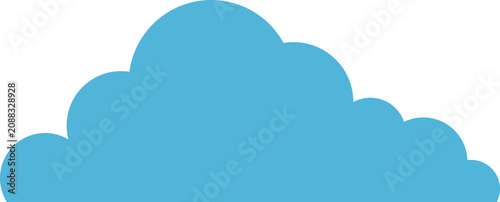 Photos Simple Blue Cumulus Cloud Silhouette Flat Vector Illustration