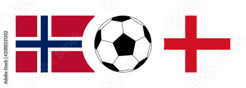 Quadro su tela Norway and England national flags on horizontal web banner with soccer ball