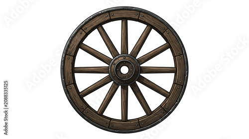 Fotografía pioneer day Rustic wooden wagon wheel, antique wheelbarrow, vintage cart wheel,