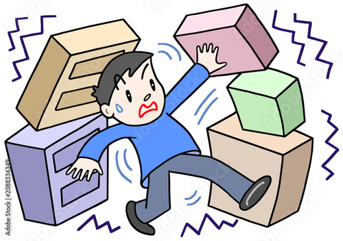災害のイラスト - 地震・震災・揺れ・家具転倒