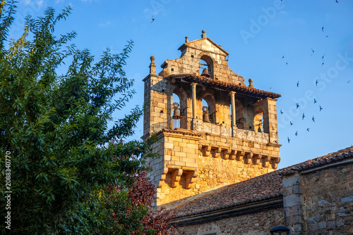 Konstfotografi View of the bell tower of the parish church of San Martín in San Martín del Castañar, Salamanca, Castile and León