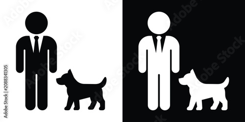 Vászonkép Businessman gesturing or commanding a dog icon