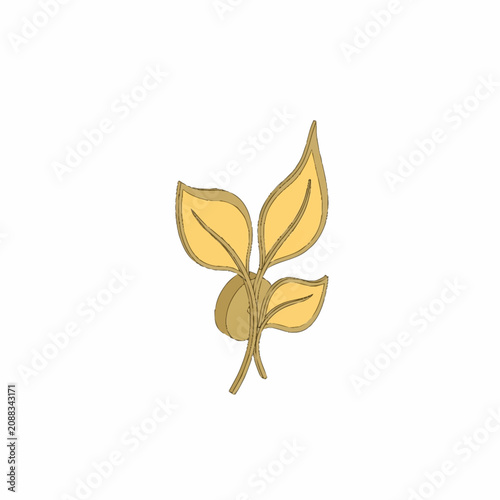 Konstfotografi Yellow leaves on a stem.