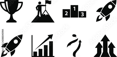Achievement progress motif illustration, success artwork design, growth concept emblem, innovation figure style, motivational symbol, decorative advancement icon