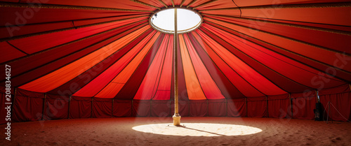 Red circus tent interior for event design