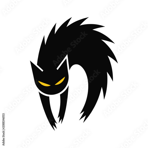 an arched back hissing Halloween cat silhouette .eps
