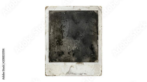 Fotografie Vintage Polaroid photo, distressed instant picture, grungy white frame, black ba