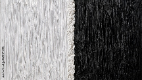 Stark contrast between textured white and dark, rough surfaces
