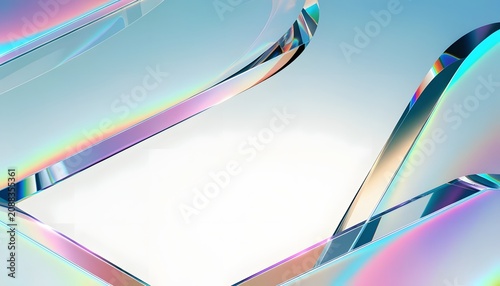 Abstract 3d holographic wavy background. Modern futuristic digital wallpaper design. Creative iridescent liquid metal glass art flowing with neon colors