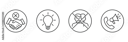 Fotografie Anti corruption icon set representing stop illegal agreements transparent ideas and public hotline vector illustration
