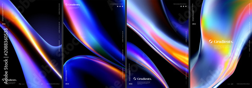 Abstract posters with liquid gradient color shapes. Futuristic cover templates set.