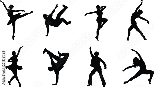 Фотография Dance Performer Silhouette Collection with Ballet Hip Hop Contemporary and Frees