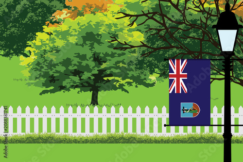 Foto Montserrat Home Town Trees Landscape Vector Illustration