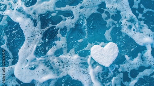 Heart-Shaped Foam on Turquoise Ocean Waves Capturing the Essence of Love and Nature's Beauty in a Coastal Setting