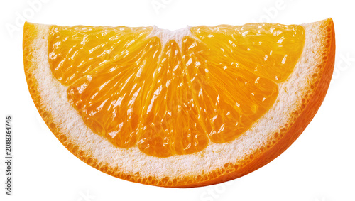 Fotografía Juicy orange slice with white pith and textured rind, isolated on transparent ba