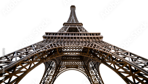 Fotografie Detailed Eiffel Tower model structure, isolated on transparent background
