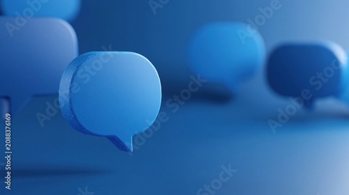 Abstract Blue Speech Bubbles Illustrating Communication, Conversation, and Messaging in a Digital World