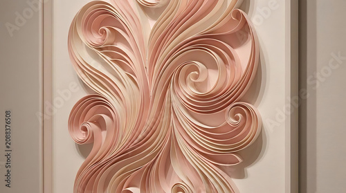 Decorative swirling paper craft abstract design delicate pastel hues