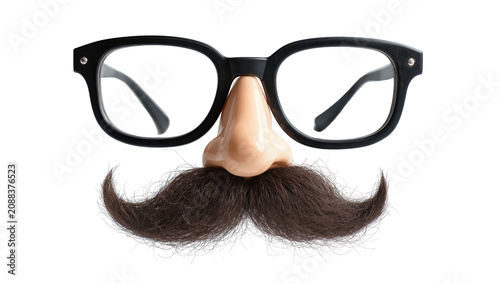 Konstfotografi Funny disguise glasses with nose and mustache, isolated on transparent backgroun