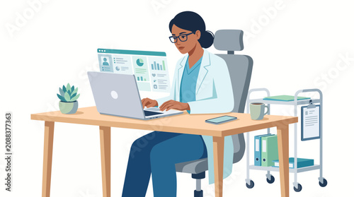 doctor working on laptop
