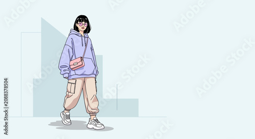 Young woman standing confidently in casual summer outfit.