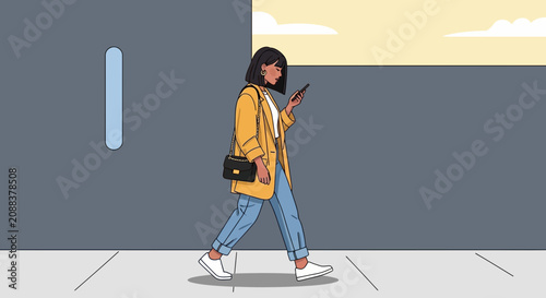 Young woman standing on snowboard in winter setting.
