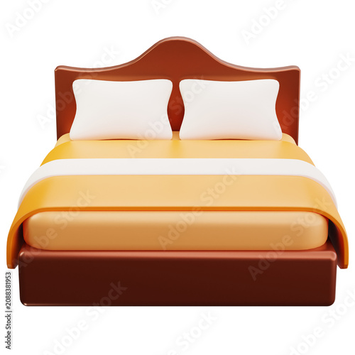 Φωτογραφία Modern Wooden Bed Frame 3D Illustrations