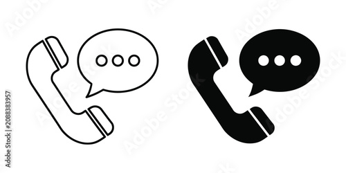 Photos Telephone handset with speech bubbles containing ellipsis symbols for customer s