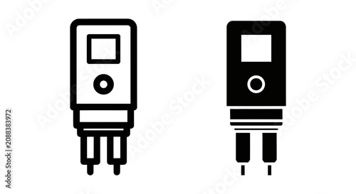 Bild auf Leinwand Wall socket digital tester icon set in linear and solid style with electricity e