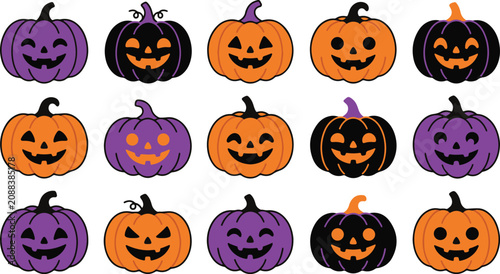 Halloween pumpkins a collection of colorful jack o' lanterns for spooky decorations and festive fun