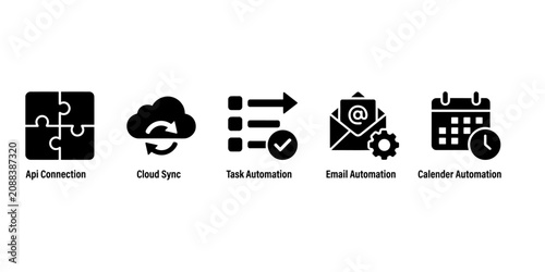 Automation icons set for business workflow
