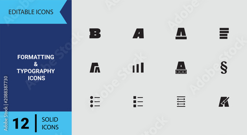 Foto Solid Formatting and Typography Icons for Desktop Publishing Text Layout Design