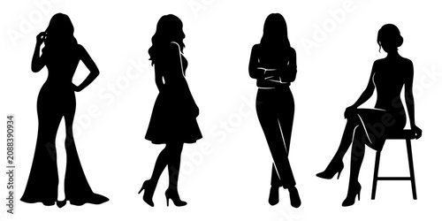 Quadro su tela Woman silhouette Set, Vector Design
