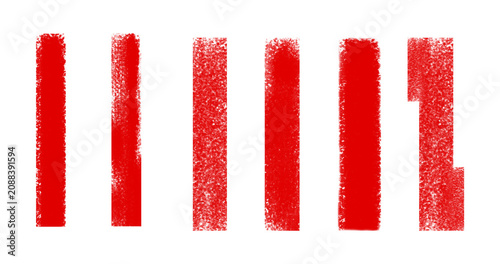 Tableau sur toile Ink roller smudges red lined strokes set in a transparent background