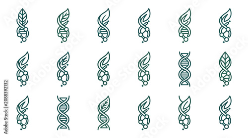 Foto DNA leaf molecular biology icons.