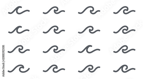 Obraz na płótnie Multiple wave icons on white.