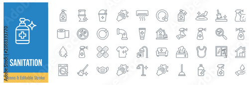 Fotografía Complete sanitation and hygiene vector icon collection with editable strokes for wellness