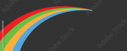 Colorful Curved Rainbow Arcs on Dark Minimal Background — Abstract Graphic Design Composition