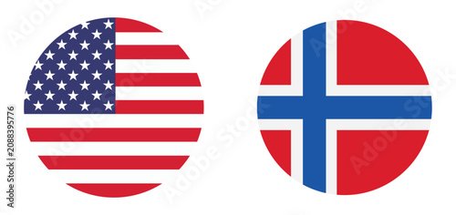 American and Norwegian flags, side by side, circular icons