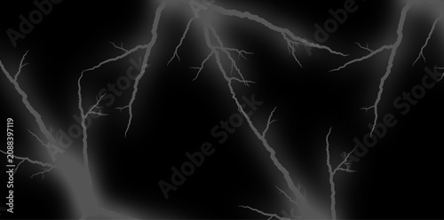 Lightning strikes on black background, electric storm and thunder