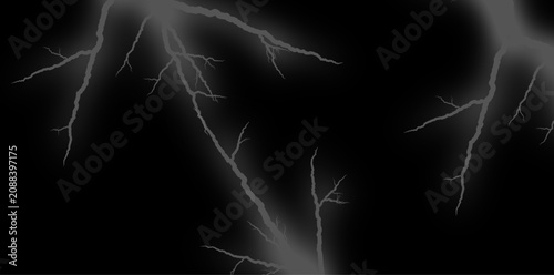 Lightning bolts on black background, electric storm effect