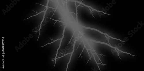 Lightning bolt electric discharge on black background
