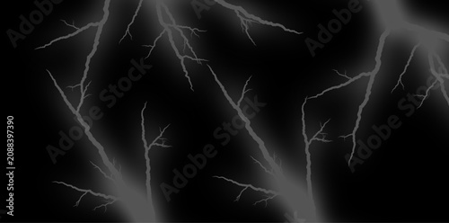 Lightning strikes on black background, electric storm effect